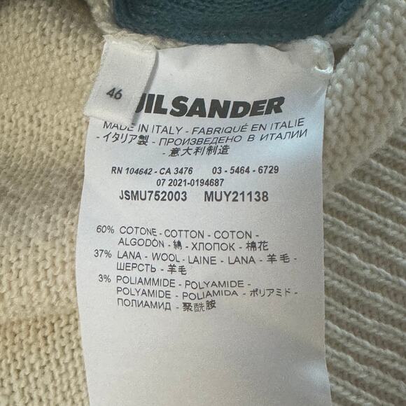 JIL SANDER: Men's Colorblock Cotton/Wool Sweater - 46 (S) - Picture 7 of 7